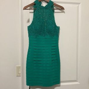 Body Con, Emerald Green, high neck dress by Sherri Hill